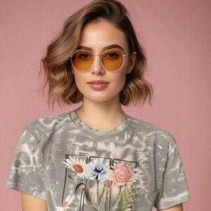 Cold Crush Short‎ Sleeve Floral Tie-Dye Pattern Crew Neck T-Shirt Size Small